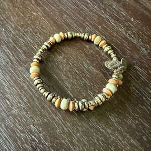 Alex and Ani Gold and Tan Beaded Bracelet